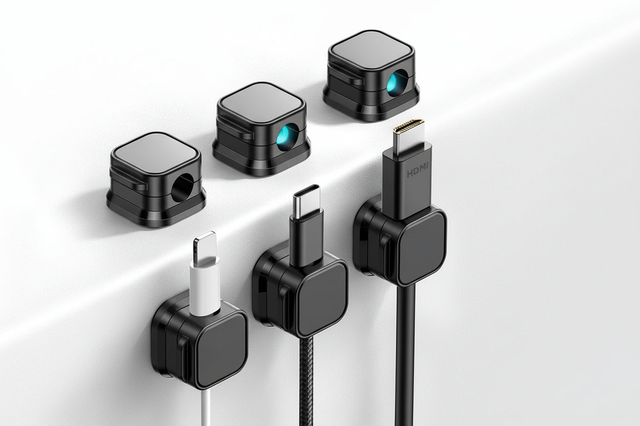 Elevate Your Organization Game with 3-12 Pcs Magnetic Cable Clips - Adjustable Cord Holders for Under-Desk Cable Management
