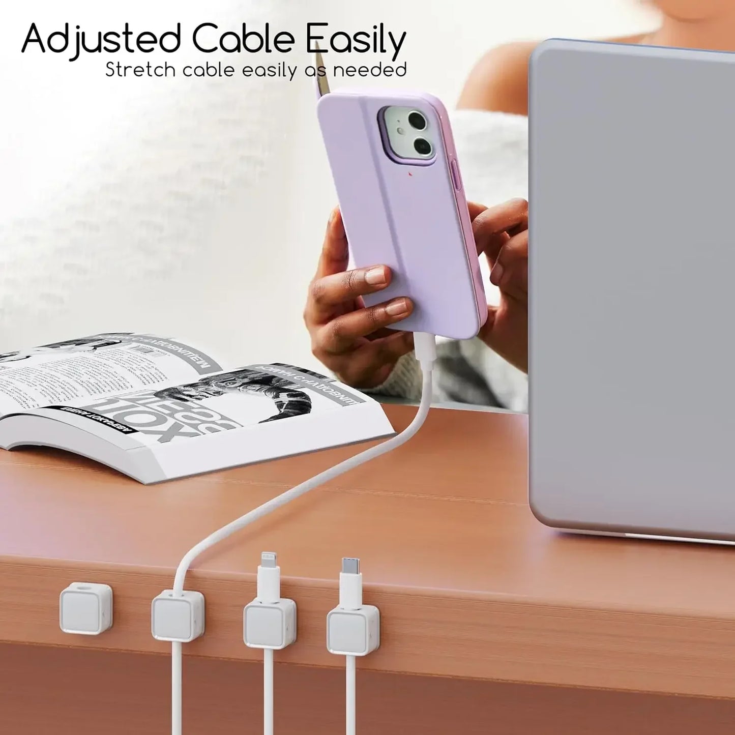Elevate Your Organization Game with 3-12 Pcs Magnetic Cable Clips - Adjustable Cord Holders for Under-Desk Cable Management