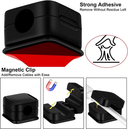 Elevate Your Organization Game with 3-12 Pcs Magnetic Cable Clips - Adjustable Cord Holders for Under-Desk Cable Management