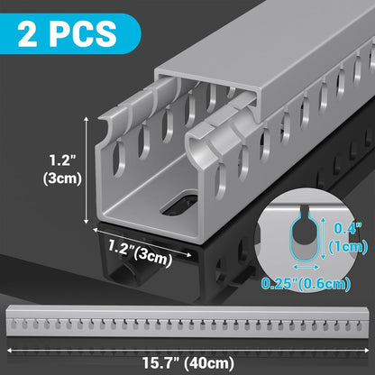 Effortless Cable Management: Open Slot Wire Duct Kit for a Tidy Workspace - 31.4" (2 x 15.7")