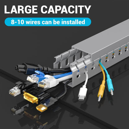 Effortless Cable Management: Open Slot Wire Duct Kit for a Tidy Workspace - 31.4" (2 x 15.7")