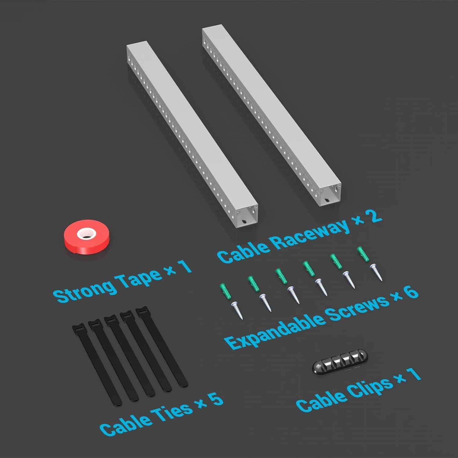 Effortless Cable Management: Open Slot Wire Duct Kit for a Tidy Workspace - 31.4" (2 x 15.7")