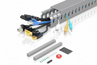 Effortless Cable Management: Open Slot Wire Duct Kit for a Tidy Workspace - 31.4" (2 x 15.7")